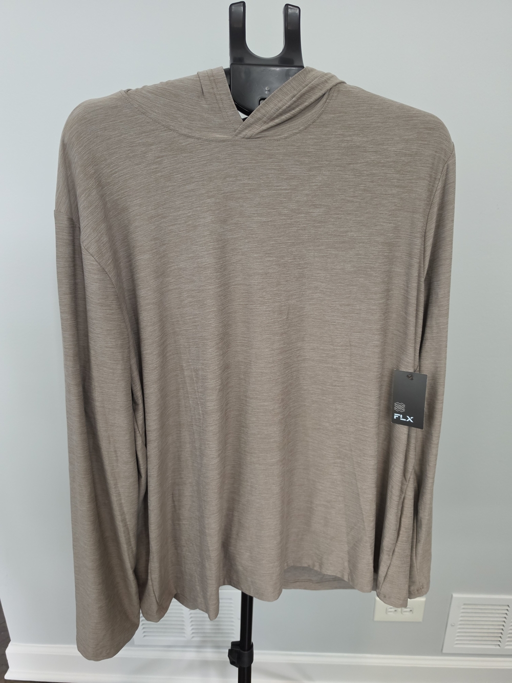 FLX Men's Hooded Long-Sleeve Top in Taupe